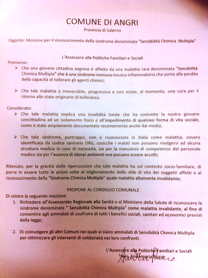 mozione per Mcs e Daniela Vitolo